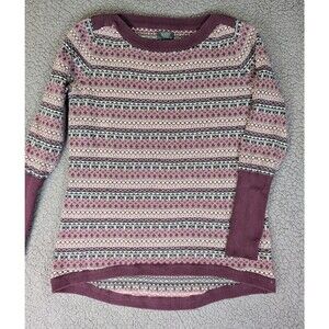 Roots Canada Sweater Fair Isle Purple Long Sleeve Pullover Size Medium Ski